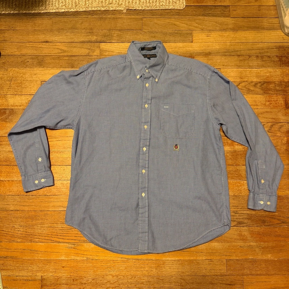 Tommy Hilfiger Men's Casual Blue Button-Down Shirt